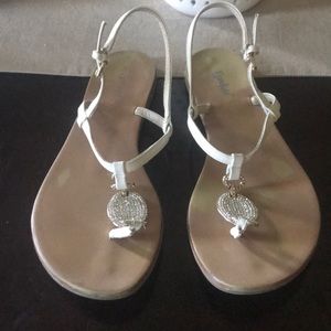 White jeweled sandals